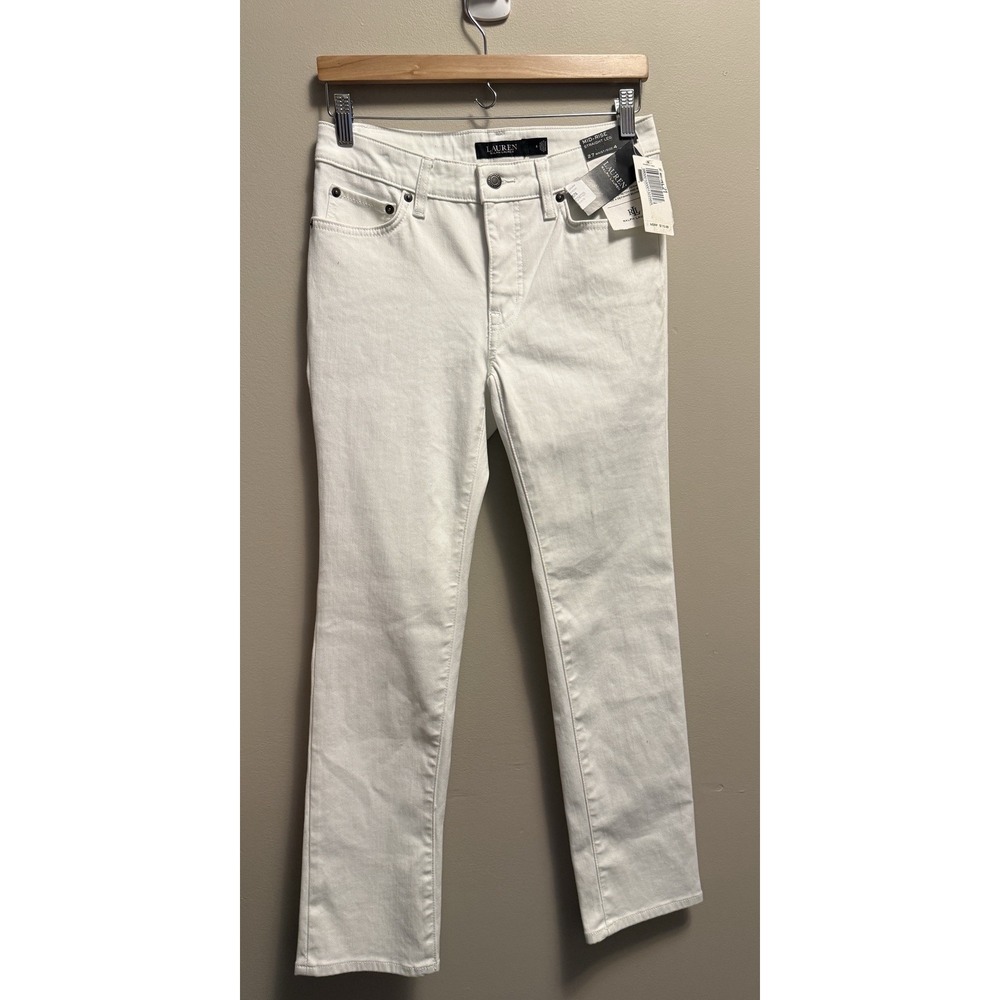 Ralph Lauren Jeans White Mid-Rise Straight Leg Super Stretch Size 4 NWT Read